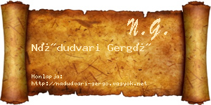 Nádudvari Gergő névjegykártya